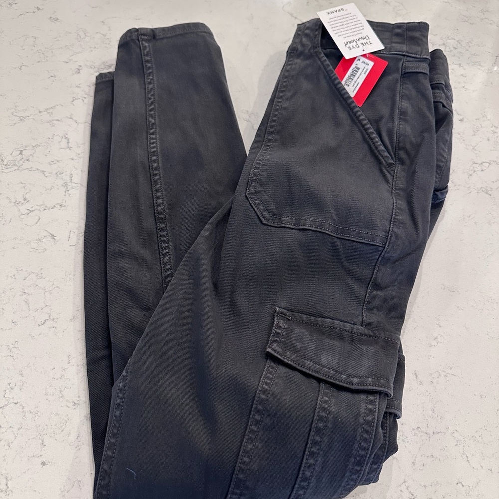 NWT Spanx stretch twill cargo ankle pant - washed black - medium